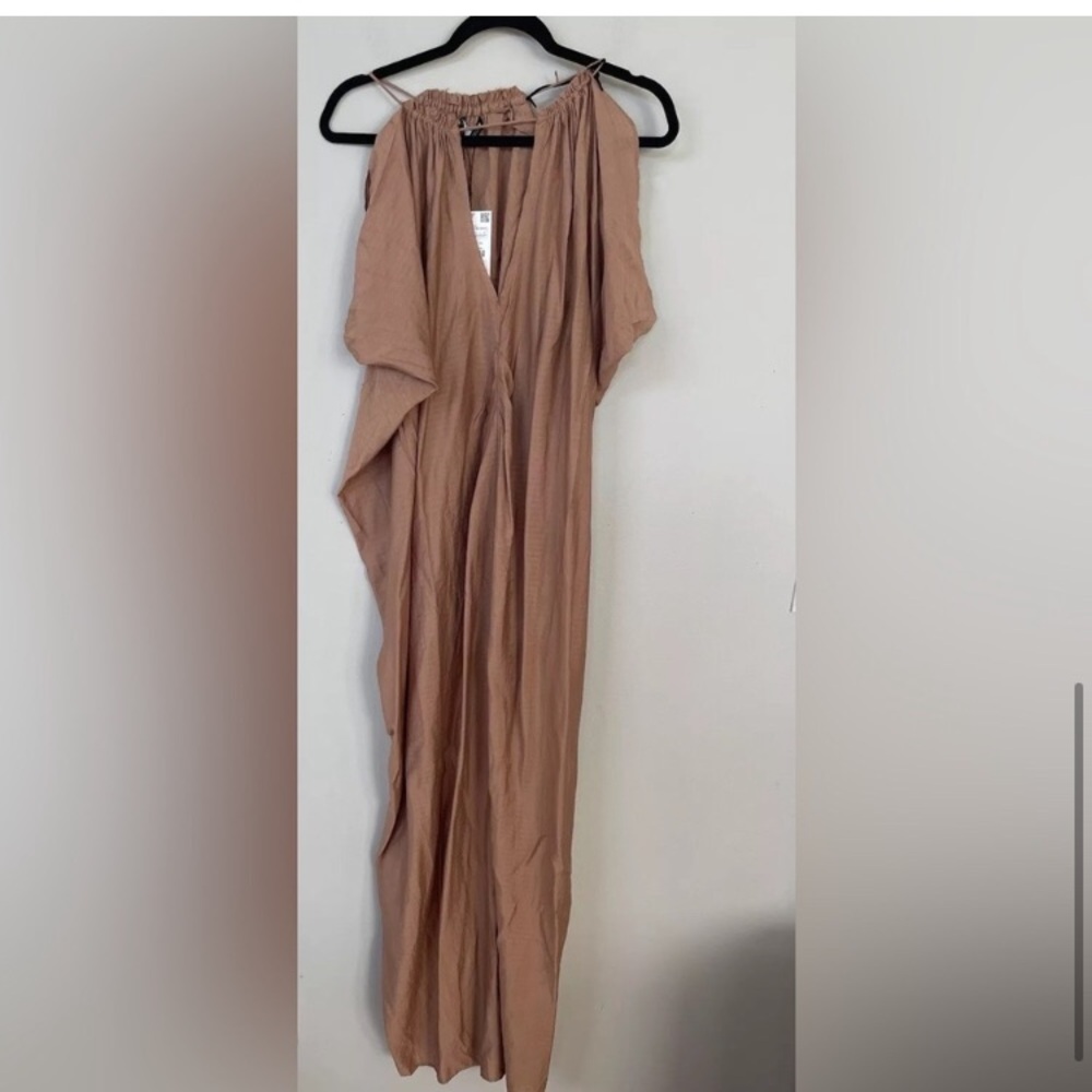 NWT • ZARA • STUNNING Lightweight Billowy Maxi Dress with Black Beaded Trim - Picture 10 of 14